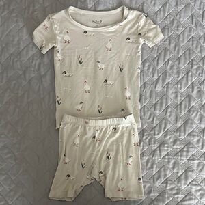Kyte BABY Cream Pajama Set with Duck Pattern